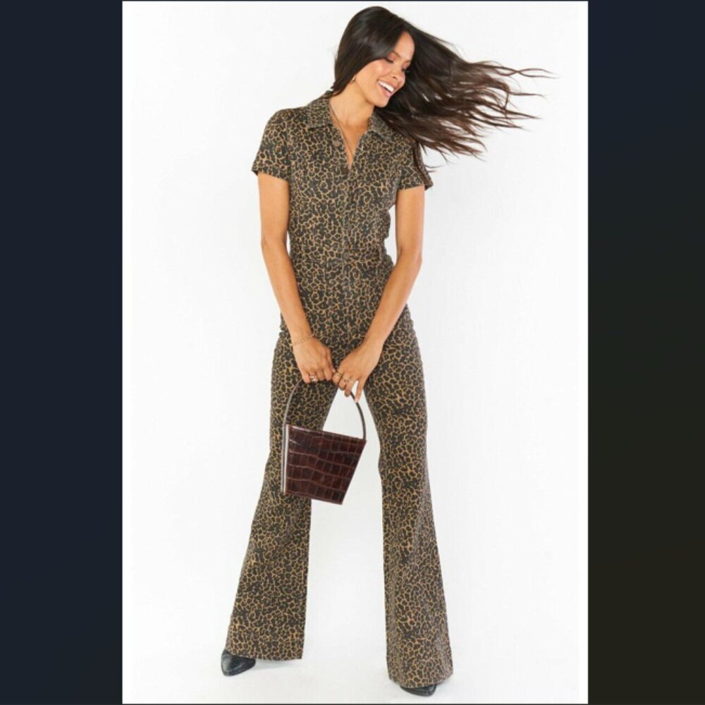Show Me Your MuMu Leopard Print Bootcut Jumpsuit - Brown & Black